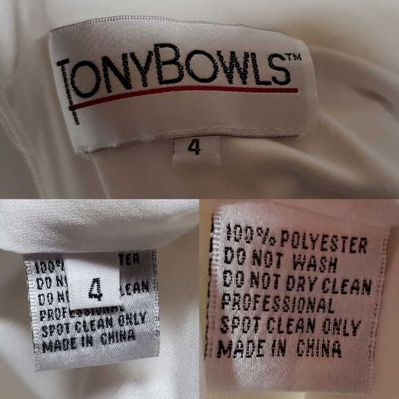 TONY Bowls Ivory Multi-color Beaded Jewel Neckline Draped Two-Piece Dress 4 - Picture 16 of 16